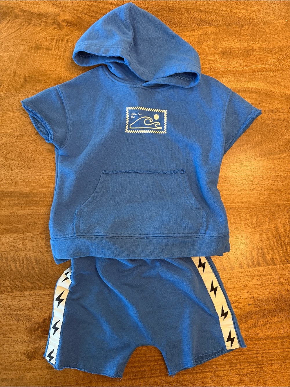 Grayson Mini Blue Kids Hooded Top & Shorts Set
